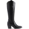 imageDREAM PAIRS Womens Cowboy Boots Wide Calf Comfortable Pull On Zipper Chunky Heel Pointed Toe Embroidered Western Cowgirl Knee High Boots Girls Ladies Retro Tall BootBlackPu