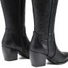 imageDREAM PAIRS Womens Cowboy Boots Wide Calf Comfortable Pull On Zipper Chunky Heel Pointed Toe Embroidered Western Cowgirl Knee High Boots Girls Ladies Retro Tall BootBlackPu