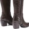 imageDREAM PAIRS Womens Cowboy Boots Wide Calf Comfortable Pull On Zipper Chunky Heel Pointed Toe Embroidered Western Cowgirl Knee High Boots Girls Ladies Retro Tall BootBrownPu