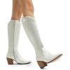 imageDREAM PAIRS Womens Cowboy Boots Wide Calf Comfortable Pull On Zipper Chunky Heel Pointed Toe Embroidered Western Cowgirl Knee High Boots Girls Ladies Retro Tall BootSilverrhinestone