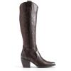 imageDREAM PAIRS Womens Cowboy Boots Wide Calf Comfortable Pull On Zipper Chunky Heel Pointed Toe Embroidered Western Cowgirl Knee High Boots Girls Ladies Retro Tall BootBrownPu