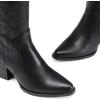 imageDREAM PAIRS Womens Cowboy Boots Wide Calf Comfortable Pull On Zipper Chunky Heel Pointed Toe Embroidered Western Cowgirl Knee High Boots Girls Ladies Retro Tall BootBlackPu