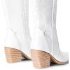 imageDREAM PAIRS Womens Cowboy Boots Wide Calf Comfortable Pull On Zipper Chunky Heel Pointed Toe Embroidered Western Cowgirl Knee High Boots Girls Ladies Retro Tall BootWhite