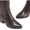 imageDREAM PAIRS Womens Cowboy Boots Wide Calf Comfortable Pull On Zipper Chunky Heel Pointed Toe Embroidered Western Cowgirl Knee High Boots Girls Ladies Retro Tall BootBrownPu