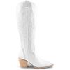 imageDREAM PAIRS Womens Cowboy Boots Wide Calf Comfortable Pull On Zipper Chunky Heel Pointed Toe Embroidered Western Cowgirl Knee High Boots Girls Ladies Retro Tall BootWhite