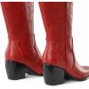 imageDREAM PAIRS Womens Cowboy Boots Wide Calf Comfortable Pull On Zipper Chunky Heel Pointed Toe Embroidered Western Cowgirl Knee High Boots Girls Ladies Retro Tall BootRed