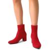 imageDREAM PAIRS Womens Fitted Stretch Ankle Boots Fashion Low Chunky Heel Almond Toe Fall Heeled Booties ShoesRedsuede