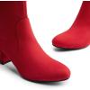 imageDREAM PAIRS Womens Fitted Stretch Ankle Boots Fashion Low Chunky Heel Almond Toe Fall Heeled Booties ShoesRedsuede