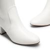 imageDREAM PAIRS Womens Fitted Stretch Ankle Boots Fashion Low Chunky Heel Almond Toe Fall Heeled Booties ShoesWhitepu