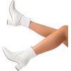 imageDREAM PAIRS Womens Fitted Stretch Ankle Boots Fashion Low Chunky Heel Almond Toe Fall Heeled Booties ShoesWhitepu