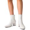 imageDREAM PAIRS Womens Fitted Stretch Ankle Boots Fashion Low Chunky Heel Almond Toe Fall Heeled Booties ShoesWhitepu