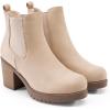 imageDREAM PAIRS Womens High Chunky Heel Chelsea Ankle Boots Slip On Elastic Fall Heeled Booties ShoesNudesuede