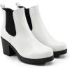 imageDREAM PAIRS Womens High Chunky Heel Chelsea Ankle Boots Slip On Elastic Fall Heeled Booties ShoesWhiteBlack