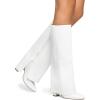 imageDREAM PAIRS Womens Knee High Boots Fold Over Chunky High Heels Long Boots Zipper Pointed Toe Dress Tall Boots Party Fashion BootsWhitepu