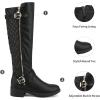 imageDREAM PAIRS Womens Knee High Boots Low Block Heel Riding Boots Round Toe Side Zipper Biker Motorcycle Buckle BootsBlack