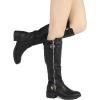 imageDREAM PAIRS Womens Knee High Boots Low Block Heel Riding Boots Round Toe Side Zipper Biker Motorcycle Buckle BootsBlack