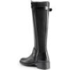 imageDREAM PAIRS Womens Knee High Boots Low Block Heel Riding Boots Round Toe Side Zipper Biker Motorcycle Buckle BootsBlackfabric