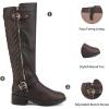 imageDREAM PAIRS Womens Knee High Boots Low Block Heel Riding Boots Round Toe Side Zipper Biker Motorcycle Buckle BootsBrown