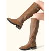 imageDREAM PAIRS Womens Knee High Boots Low Block Heel Riding Boots Round Toe Side Zipper Biker Motorcycle Buckle BootsCamel