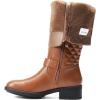 imageDREAM PAIRS Womens Knee High Boots Low Block Heel Riding Boots Round Toe Side Zipper Biker Motorcycle Buckle BootsLight Brown
