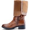 imageDREAM PAIRS Womens Knee High Boots Low Block Heel Riding Boots Round Toe Side Zipper Biker Motorcycle Buckle BootsTan