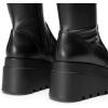 imageDREAM PAIRS Womens Knee High Boots Wedge Platform Chunky Heel Round Toe Side Zipper Fashion Long Tall Sock BootsBlackpu