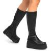 imageDREAM PAIRS Womens Knee High Boots Wedge Platform Chunky Heel Round Toe Side Zipper Fashion Long Tall Sock BootsBlackpu