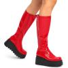 imageDREAM PAIRS Womens Knee High Boots Wedge Platform Chunky Heel Round Toe Side Zipper Fashion Long Tall Sock BootsRedpat