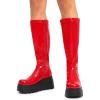 imageDREAM PAIRS Womens Knee High Boots Wedge Platform Chunky Heel Round Toe Side Zipper Fashion Long Tall Sock BootsRedpat