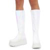 imageDREAM PAIRS Womens Knee High Boots Wedge Platform Chunky Heel Round Toe Side Zipper Fashion Long Tall Sock BootsWhitepat