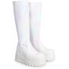 imageDREAM PAIRS Womens Knee High Boots Wedge Platform Chunky Heel Round Toe Side Zipper Fashion Long Tall Sock BootsWhitepat