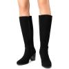 imageDREAM PAIRS Womens KneeHigh Boots Comfortable Chunky Block Heel Pointed Toe Side ZipperBlacksuede