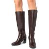 imageDREAM PAIRS Womens KneeHigh Boots Comfortable Chunky Block Heel Pointed Toe Side ZipperBrownpu