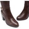 imageDREAM PAIRS Womens KneeHigh Boots Comfortable Chunky Block Heel Pointed Toe Side ZipperBrownpu