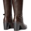 imageDREAM PAIRS Womens KneeHigh Boots Comfortable Chunky Block Heel Pointed Toe Side ZipperBrownpu