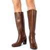 imageDREAM PAIRS Womens KneeHigh Boots Comfortable Chunky Block Heel Pointed Toe Side ZipperTanpu