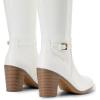 imageDREAM PAIRS Womens KneeHigh Boots Comfortable Chunky Block Heel Pointed Toe Side ZipperWhitepu