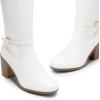 imageDREAM PAIRS Womens KneeHigh Boots Comfortable Chunky Block Heel Pointed Toe Side ZipperWhitepu