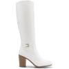 imageDREAM PAIRS Womens KneeHigh Boots Comfortable Chunky Block Heel Pointed Toe Side ZipperWhitepu