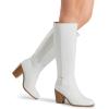 imageDREAM PAIRS Womens KneeHigh Boots Comfortable Chunky Block Heel Pointed Toe Side ZipperWhitepu