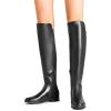 imageDREAM PAIRS Womens KneeHigh Boots Comfortable Flat Low Heel Round Toe Stretchy Suede Slouch Boots with Side ZipperBlackpu