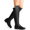 imageDREAM PAIRS Womens KneeHigh Boots Comfortable Flat Low Heel Round Toe Stretchy Suede Slouch Boots with Side ZipperBlackpu