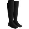 imageDREAM PAIRS Womens KneeHigh Boots Comfortable Flat Low Heel Round Toe Stretchy Suede Slouch Boots with Side ZipperBlacksuede