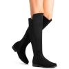 imageDREAM PAIRS Womens KneeHigh Boots Comfortable Flat Low Heel Round Toe Stretchy Suede Slouch Boots with Side ZipperBlacksuede