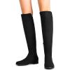 imageDREAM PAIRS Womens KneeHigh Boots Comfortable Flat Low Heel Round Toe Stretchy Suede Slouch Boots with Side ZipperBlacksuede