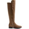 imageDREAM PAIRS Womens KneeHigh Boots Comfortable Flat Low Heel Round Toe Stretchy Suede Slouch Boots with Side ZipperBrownsuede