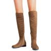 imageDREAM PAIRS Womens KneeHigh Boots Comfortable Flat Low Heel Round Toe Stretchy Suede Slouch Boots with Side ZipperBrownsuede