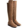 imageDREAM PAIRS Womens KneeHigh Boots Comfortable Flat Low Heel Round Toe Stretchy Suede Slouch Boots with Side ZipperBrownsuede