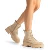 imageDREAM PAIRS Womens Lace up Combat Ankle Boots Fashion Lug Sole Platform Booties ShoesNudesuede