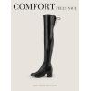 imageDREAM PAIRS Womens Laurence Over The Knee Thigh High Chunky Heel Boots Long Stretch Sexy Fall BootsBlackPu